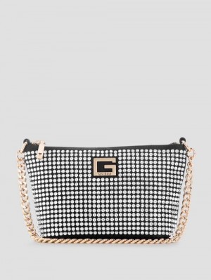 Guess Gilded Glamour Mini Top-Zip Bucket Bag Zwart | GUESS-SN29106