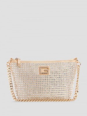 Guess Gilded Glamour Mini Top-Zip Bucket Bag Goud | GUESS-SN29129