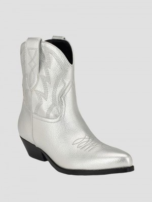 Guess Ginette Cowboy Ankle Booties Zilver | GUESS-SN29904