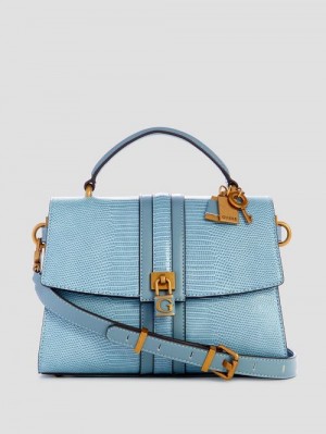 Guess Ginevra Textured Top Handle Crossbody Blauw | GUESS-SN28680