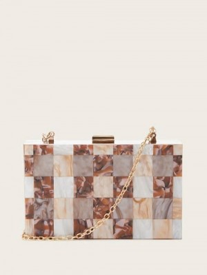 Guess Ginger Checkered Lucite Clutch Oranje | GUESS-SN28812
