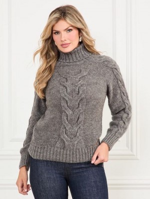 Guess Ginny Cable-Knit Sweater Grijs | GUESS-SN27388