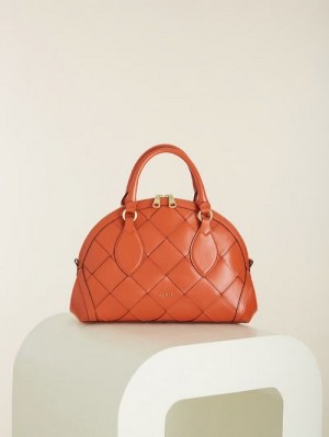 Guess Giorgia Leather Dome Bag Oranje | GUESS-SN29373
