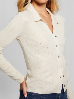 Guess Giovanna Rhinestone Sweater Shirt Wit | GUESS-SN27847