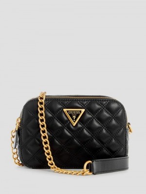 Guess Giully Quilted Camera Crossbody Zwart | GUESS-SN29014