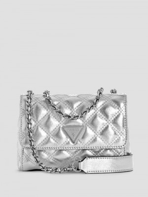 Guess Giully Quilted Mini Crossbody Zilver | GUESS-SN28891
