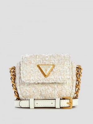 Guess Giully Tweed Micro Mini Crossbody Wit | GUESS-SN28819