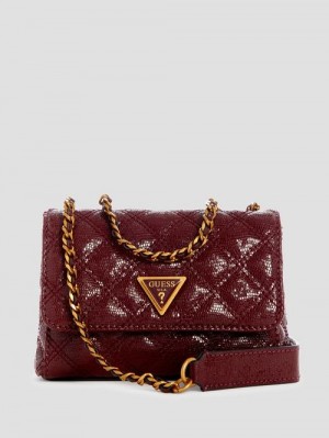 Guess Giully Tweed Mini Convertible Crossbody Rood | GUESS-SN28682