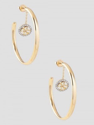 Guess Gold-Tone CZ Quattro G Hoop Earring Goud | GUESS-SN30297