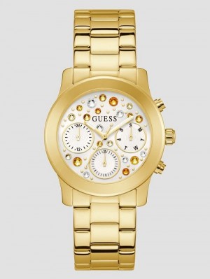 Guess Gold-Tone Crystal Multifunction Watch Goud | GUESS-SN29973