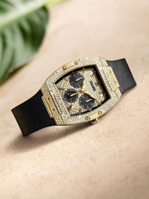 Guess Gold-Tone Crystal Multifunction Watch Zwart | GUESS-SN31650