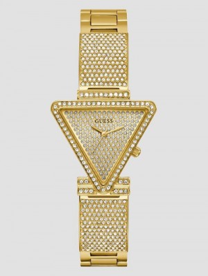 Guess Gold-Tone Crystal Triangle Analog Watch Goud | GUESS-SN29965