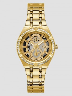 Guess Gold-Tone Cut-Through Multifunction Watch Goud | GUESS-SN29977