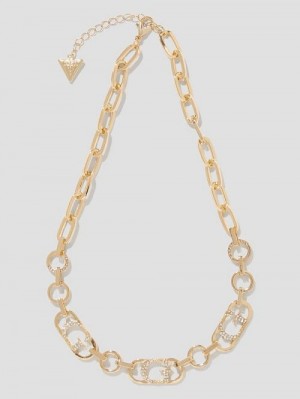 Guess Gold-Tone G Logo Statement Necklace Goud | GUESS-SN30244