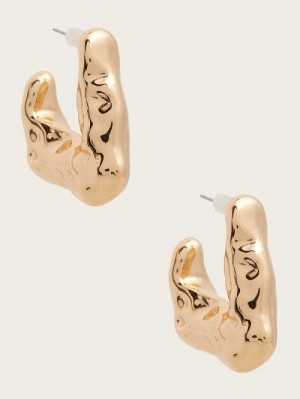 Guess Gold-Tone Geo Hoop Earring Goud | GUESS-SN30280