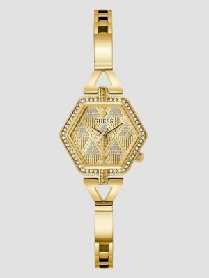 Guess Gold-Tone Hexagon Analog Watch Goud | GUESS-SN29997