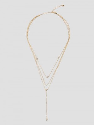 Guess Gold-Tone Layered Y Necklace Goud | GUESS-SN30258