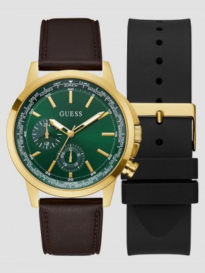 Guess Gold-Tone Leather Multifunction Watch Goud | GUESS-SN31658