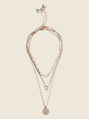 Guess Gold-Tone Logo Necklace Set Multi | GUESS-SN30261