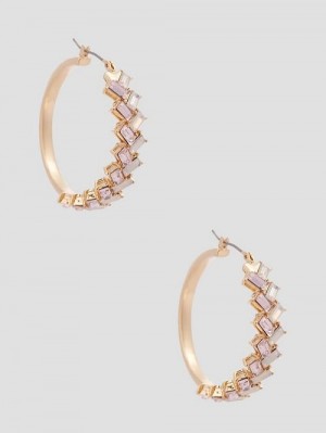 Guess Gold-Tone Moon Stone Hoop Earrings Multi | GUESS-SN30299