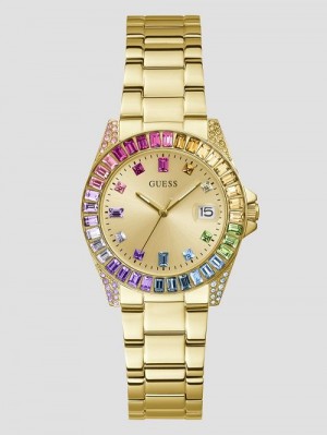 Guess Gold-Tone Multicolored Analog Watch Multi | GUESS-SN29972