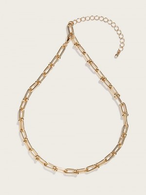 Guess Gold-Tone Paperclip Necklace Goud | GUESS-SN30252