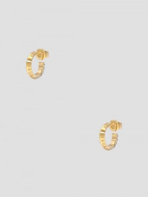 Guess Gold-Tone Rhinestone Hoop Earrings Goud | GUESS-SN30281