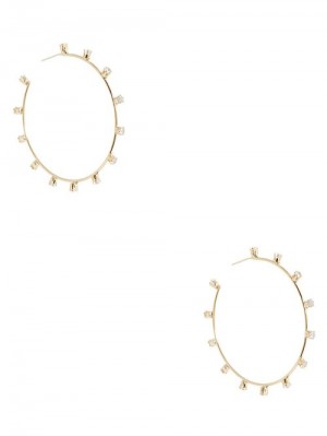 Guess Gold-Tone Rhinestone Hoop Earrings Goud | GUESS-SN30302