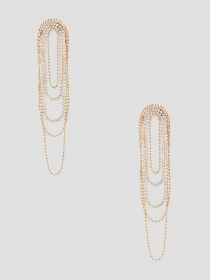 Guess Gold-Tone Rhinestone Statement Drop Earrings Goud | GUESS-SN30314
