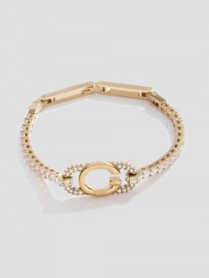 Guess Gold-Tone Signature Tennis Bracelet Goud | GUESS-SN30320
