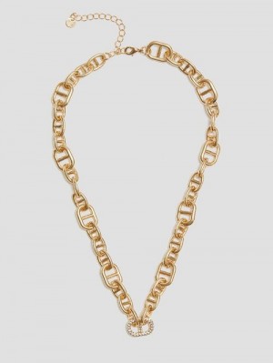 Guess Gold-Tone Stone Necklace Goud | GUESS-SN30254