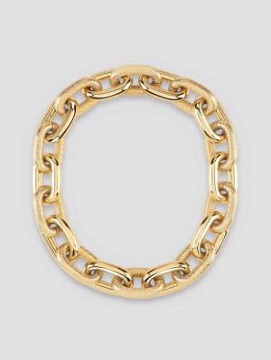 Guess Gold-Tone Textured Chain Necklace Goud | GUESS-SN30241