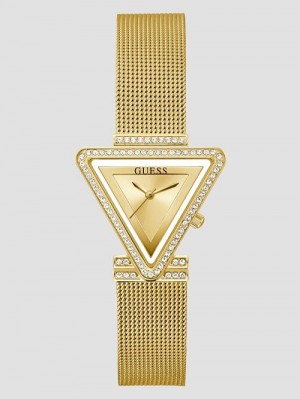 Guess Gold-Tone Triangle Mesh Analog Watch Goud | GUESS-SN30028
