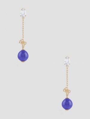 Guess Gold-Tone and Blue Bubble Drop Earrings Blauw | GUESS-SN30291