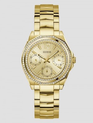 Guess Gold-Tone and Crystal Multifunction Watch Goud | GUESS-SN30024