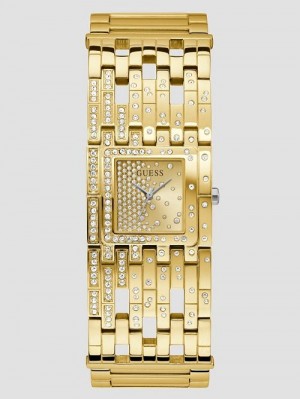 Guess Gold-Tone and Crystals Bangle Watch Goud | GUESS-SN30029
