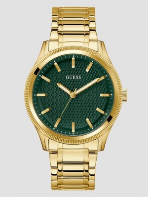 Guess Gold-Tone and Green Analog Watch Goud | GUESS-SN31663