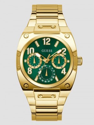 Guess Gold-Tone and Green Multifunction Watch Goud | GUESS-SN31637