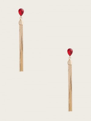 Guess Gold-Tone and Ruby Drop Earring Rood | GUESS-SN30306