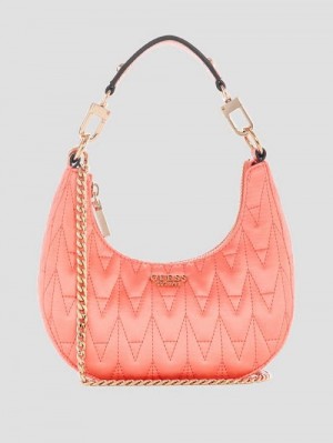 Guess Golden Rock Mini Crescent Hobo Bag Roze | GUESS-SN29096