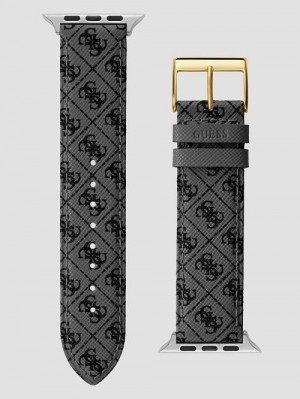 Guess Gray Logo Leather 42-45 mm Band for Apple Watch® Multi | GUESS-SN31622