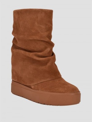 Guess Guinna Hidden Wedge Ankle Boots Bruin | GUESS-SN29957