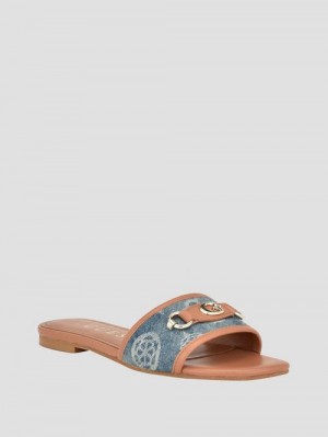 Guess Hammi G Buckle Denim Peony Sandals Blauw | GUESS-SN29592