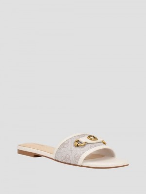 Guess Hammi Logo Slide Sandals Wit | GUESS-SN29688