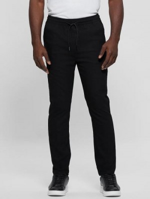 Guess Harper Woven Tapered Pant Zwart | GUESS-SN31427