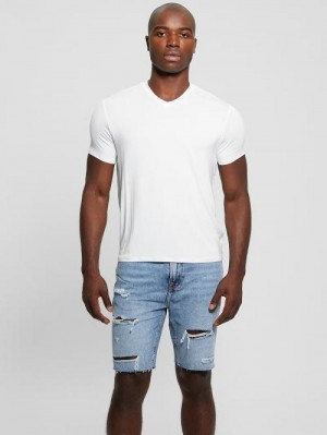 Guess Heavy Jersey V-Neck Tee Wit | GUESS-SN30656