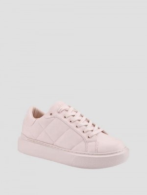Guess Hilan Quilted Low-Top Sneakers Beige | GUESS-SN29543