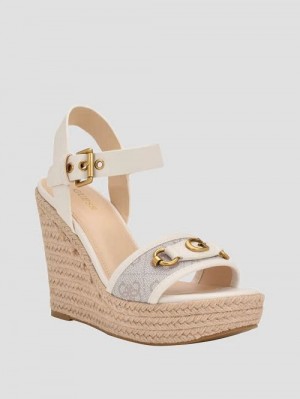 Guess Hisley Wedge Sandals Wit | GUESS-SN29756