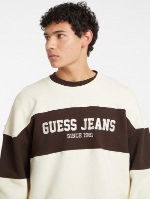 Guess Horizontal Stripe Crewneck Sweatshirt Wit | GUESS-SN30986