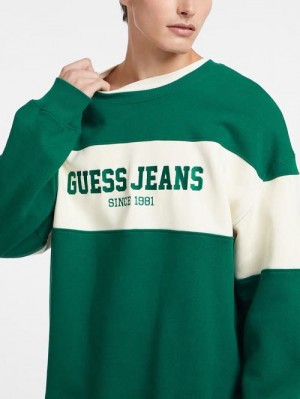 Guess Horizontal Stripe Crewneck Sweatshirt Groen | GUESS-SN31009